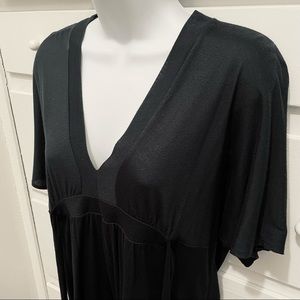 Ann Taylor LOFT black short sleeve deep V-neck top